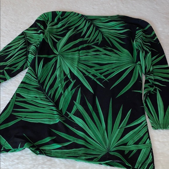 NWT Tropical Leaf Print “Palmeto Green” Michael KORS Top with Gold Zipper Sz S - Picture 10 of 12
